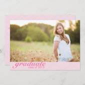 Classic Pink Faire-part de graduation - Invitation (Devant / Derrière)