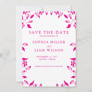 Classic Pink Floral Save the Date Invitation