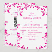 Classic Pink Floral  Wedding Invitation (Devant / Derrière)
