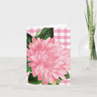 Classic Pink Flower Gingham Patten  Note Card Notitiekaartje