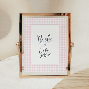 Classic Pink Gingham Baby shower boeken en geschen Poster
