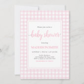Classic Pink Gingham Baby shower Kaart (Voorkant)