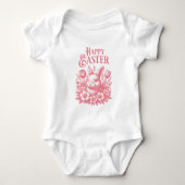 Classic Pink Happy Easter Bunny Romper (Voorkant)