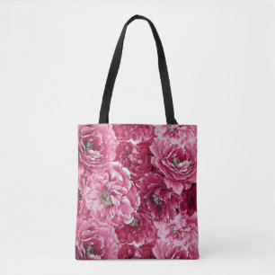 Classic Pink Peonies Clusters Canvas tas