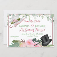 CLASSIC Pink Rose Floral Weddenschap Opslagdatum