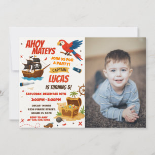 Classic Pirate Birthday Uitnodiging met foto