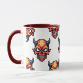 Classic Pixelated Devil Skull Pattern Mug Mok (Links)