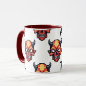 Classic Pixelated Devil Skull Pattern Mug Mok (Voorkant links)