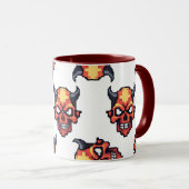 Classic Pixelated Devil Skull Pattern Mug Mok (Voorkant rechts)