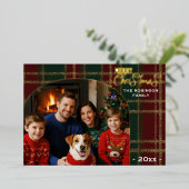 Classic Plaid Arch Foto Kerst Folie Kaart (Staand Voorkant)