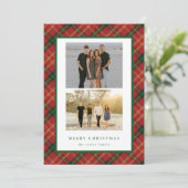 Classic Plaid Christmas Kaart 2-Foto's (Staand voorkant)