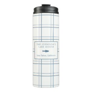 Classic Plaid Lake House Blauwe Vis Thermosbeker