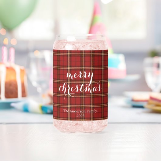 Classic Plaid Merry Christmas Festive - Blikvorm Glas (Insitu (Verjaardag))