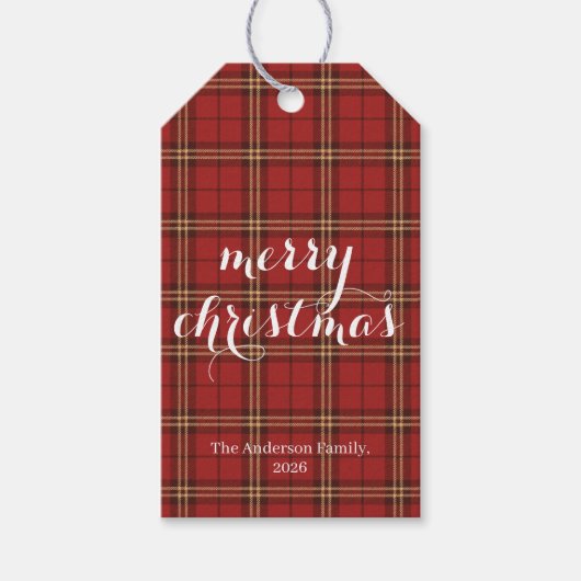 Classic Plaid Merry Christmas Festive - Cadeaulabel (Voorkant)