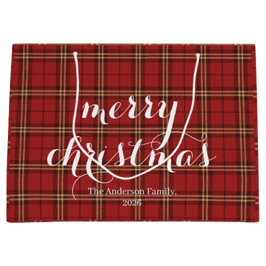 Classic Plaid Merry Christmas Festive -  Groot Cadeauzakje (Voorkant)