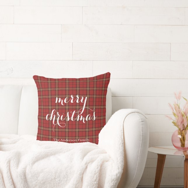 Classic Plaid Merry Christmas Festive -  Kussen (Bank)