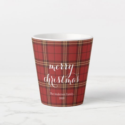 Classic Plaid Merry Christmas Festive - Latte Mok (Voorkant)