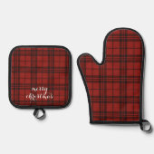 Classic Plaid Merry Christmas Festive - Ovenwant & Pannenlap Set (Voorkant)