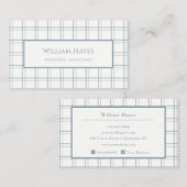 Classic Plaid Pattern Mannen Blauw Professioneel Visitekaartje (Voorkant / Achterkant)