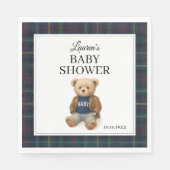 Classic Plaid Teddy Bear Baby Shower Napkins Servet (Voorkant)