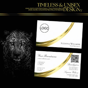 Classic Plain White Gold Decor Logo en QR-code Visitekaartje