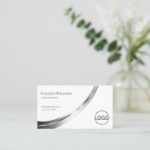 Classic Plain White Noble Silver Decor met Logo Visitekaartje (Staand voorkant)