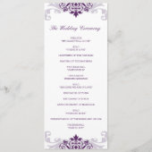 Classic Plum Paarse Elegante Ironwork Bruiloft Programma (Achterkant)