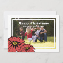 Classic Poinsettia Holiday Photo Flat Kaart