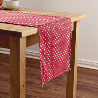 Classic Polka Dot White - Cherry Red Korte Tafelloper
