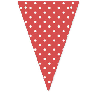 Classic Polka Dot White - Coral Red Vlaggetjes
