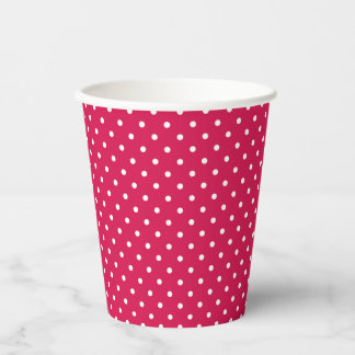 Classic Polka Dot White - Raspberry Red Papieren Bekers