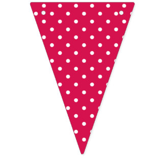 Classic Polka Dot White - Raspberry Red Vlaggetjes