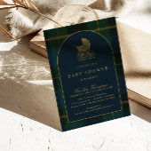 Classic Polo Donkergroen Plaid Baby shower Kaart