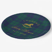 Classic Polo Rocking Horse Gold Plaid Baby shower Papieren Bordje (Gekanteld)