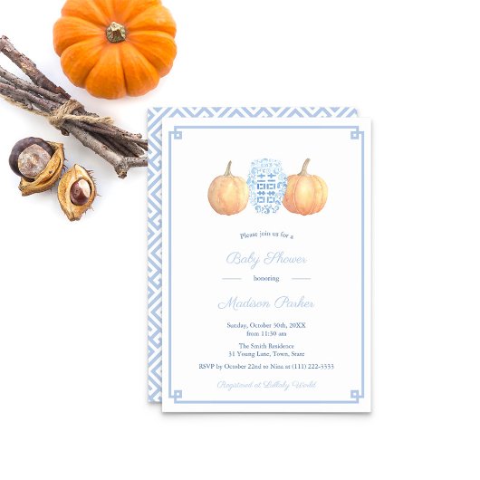Classic Pompoen Ginger Jar Herfst Boy Baby shower Kaart