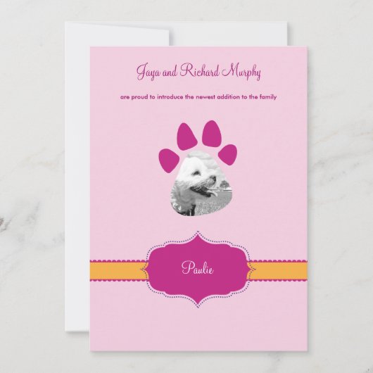 "Classic Prep" Nouveau Chiot / Faire-part Chat fil (Devant)