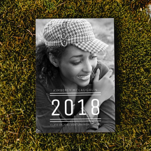 Classic Preppy Afstuderen Foto uitnodigen | Wit Kaart