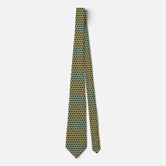 Classic Preppy Argyle in Blauwgroen, zwart en goud Stropdas (Voorkant)