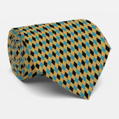 Classic Preppy Argyle in Blauwgroen, zwart en goud Stropdas (Opgerold)