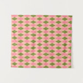 Classic Preppy Argyle in  roze en groen Wandkleed (Voorkant (horizontaal))