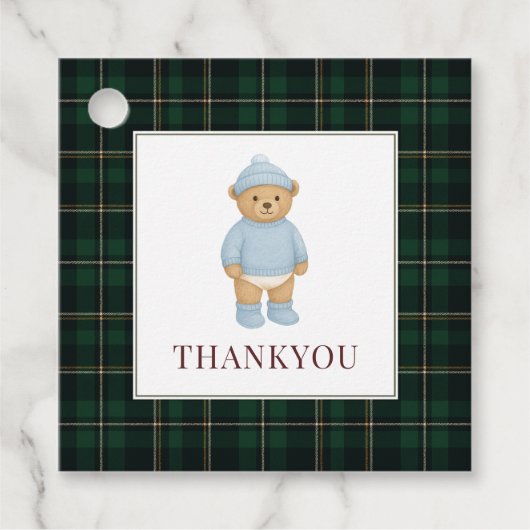 Classic Preppy Beer Designer Plaid Baby shower Bedankjes Labels (Voorkant)