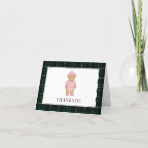 Classic Preppy Beer Roze Baby shower Bedankkaart