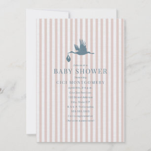 Classic Preppy Seersucker Stripe Girl Baby shower Kaart