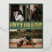 Classic Prettige feestdagen Green Three Photo Gold (Voorkant)