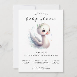 Classic Printable Swan Baby shower Kaart