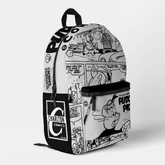 Classic PUDGY PIG Backpack Bedrukte Rugzak (Achterkant Hoek Links)