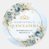 Classic Quinceañera Sticker Blue and Gold (Devant)