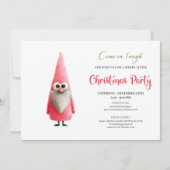 Classic quirky pink santa holiday invitation (Devant)