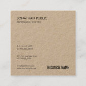 Classic Real Kraft Paper Sjabloon Elegant Trendy Vierkante Visitekaartje (Achterkant)