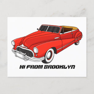 Classic red 1948 automobile briefkaart
